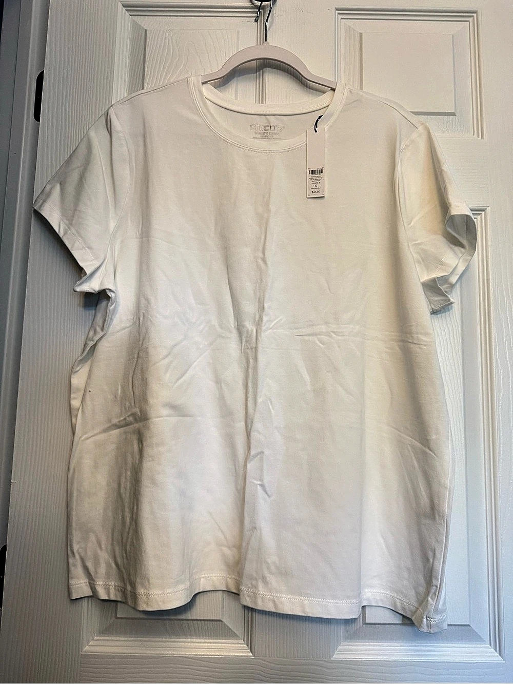 Chico's NWT Cotton Spandex Perfect Cap Slv Tee White Size XXL